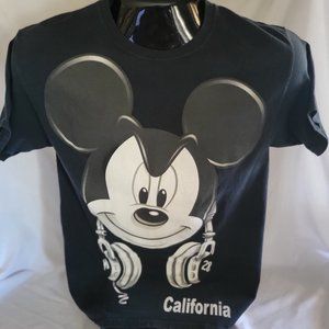 Mickey Mouse 'DJ' California Black T-shirt (Size M)